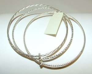   Danori Sterling Silver Three Etched Bangle Bracelet Set .925  
