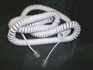   25 FOOT WHITE SPIRAL COIL COILED TELEPHONE PHONE EXTENSION CORD CABLE