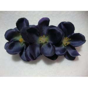    NEW Navy Blue Satin Flower French Barrette, Limited. Beauty