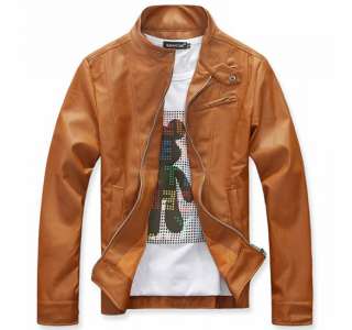 New Korea Men Slim Fit Designed PU Leather Coat Jacket 3 Color 3 SIZE 