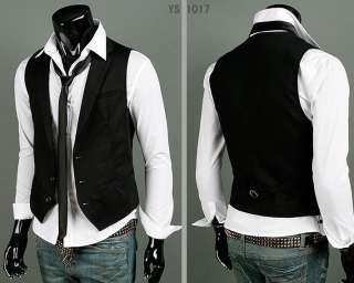 New Mens Slim Fit skinny Casual vest Black USXS S M  