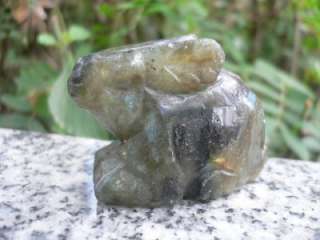 Hand Carved Labradorite Gemstone Rabbit Figurine S5361  