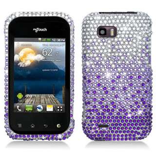   myTouch Q C800 Purple Bling Hard Case Cover +Screen Protector  