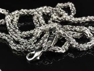 Mens Womens 14k White Gold Finish Byzantine Chain Necklace 4mm 38 