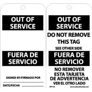  Accident Prevention Tags, Out Of Service Bilingual, 6X3 
