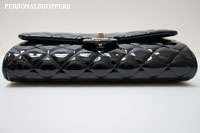 GORGEOUS CHANEL PATENT LEATHER BLACK JUMBO CLUTCH BAG NWT  