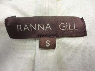 Ranna Gill Anthropologie Beige Sheen Cotton Linen Embroidered Dress S 