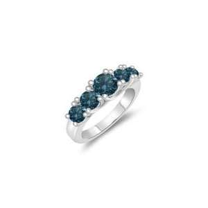  1.53 Cts Blue Diamond Five Stone Ring in 14K White Gold 4 