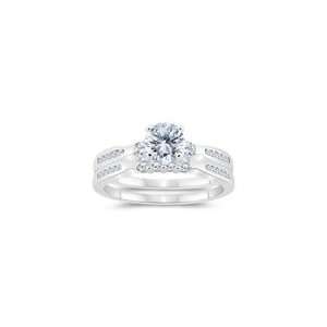  1.40 Cts Diamond Matching Ring Set in 14K White Gold 5.5 