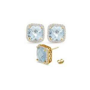  0.30 Ct Diamond & 1.04 Ct Sky Blue Topaz Earrings in 14K 