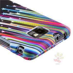 For SAMSUNG Galaxy S II i9100 Snap on Hard Rubber Case , Black/Rnbow 