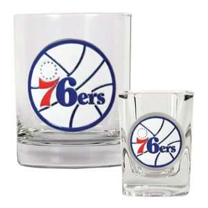 Great American Products GDRGSS22 NBA Rocks Glass and Square Shot Glass 