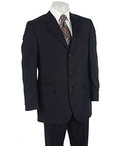 Adolfo Mens Navy Stripe 3 button Suit  