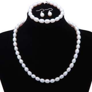 9mm Freshwater Potato Shaped Pearls 17 Necklace Set  