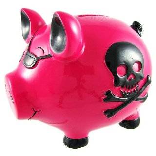  Large Pink Pirate Pig Skull & Crossbones Piggy Bank