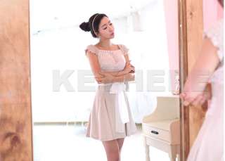 Korea Womens Off Shoulder Lace Dress Lady Size M/L New  