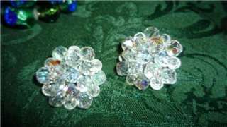 VINTAGE ESTATE CUT CRYSTAL GLASS COSTUME JEWELRY LOT GORGEOUS ~LOOK 