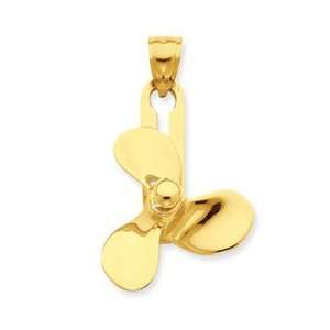  14K 3 D Moveable 3 Blade Propeller Pendant Jewelry