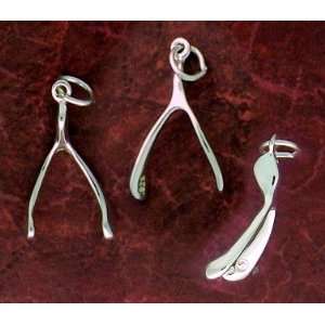 Sterling Silver Charm, 3D Wishbone, 13/16 inch Jewelry