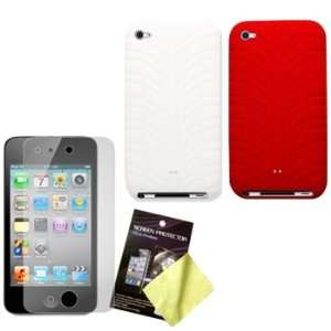   Covers (White, Red) & LCD Screen Guard / Protector for Apple iPod