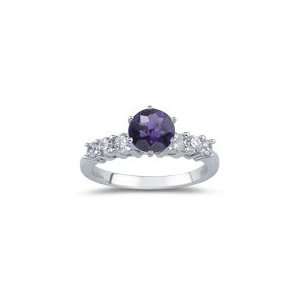  0.44 Cts Diamond & 0.85 Cts Amethyst Ring in 18K White 