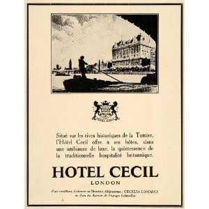 1929 Ad French Travel Hotel Cecil London Thames River 