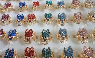New wholesale jewelry lots 5pcs frog rhinestone gold plated rings free 