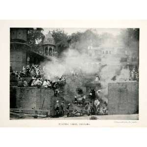  1905 Print Burn Ghat Stairs Benares India Historic Architecture 