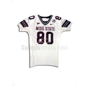  White No. 80 Game Used Mississippi State Nike Football 