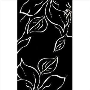 After Hours Leaf White on Black Contemporary Rug Size 23 