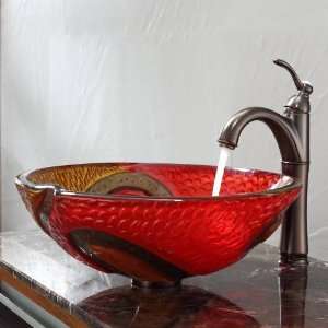    1005ORB Copper Snake Glass Vessel Sink and Riviera
