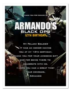 CALL OF DUTY BLACK OPS Birthday Party THANK YOU NOTES  