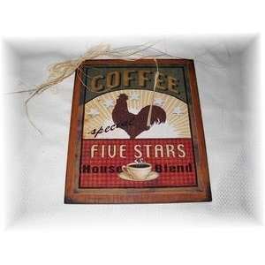  Five Star House Blend Coffee Rooster Kitchen Wooden Wall 