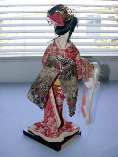 Lovely Vintage 15 1/2 Cloth Geisha Girl Fgurine Doll  