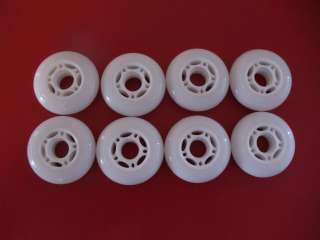Set of 8 72mm / 85A WHITE inline in line blank rollerblade wheels 