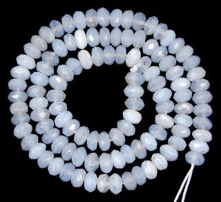 3x6mm Faceted Natural Blue Chalcedony Rondelle Beads 15.5