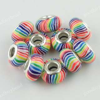   WHOLESALE LOTS RAINBOW FIMO POLYMER CLAY FINDINGS EUROPEAN CHARM BEADS