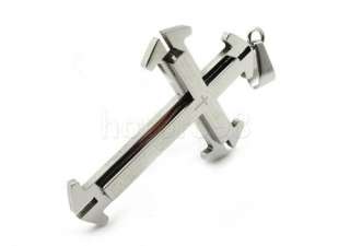 Men Bible cross Silver Stainless Steel Pendant Necklace  