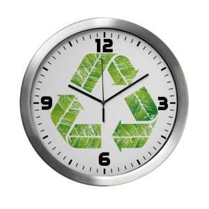  Modern Wall Clock Recycle Symbol in Leaves Everything 