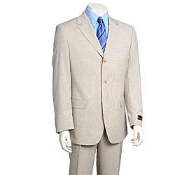 Luca Bertoni Mens Beige Stripe Wool 3 button Suit  