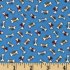   Wide Doggie Bone Toss Blue Fabric By The Yard Arts, Crafts & Sewing