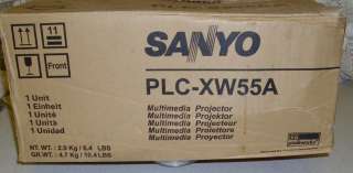 New Sanyo PLC XW55A LCD Projector. 2000 Lumens 1024x768 Native Res 