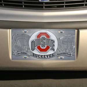  Ohio State Buckeyes Heavy Duty Color Pewter License Plate 