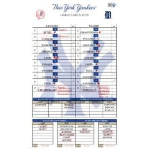Yankees at Tigers 4 29 2009 Game Used Lineup Card (MLB Auth)   Other 