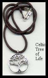 SILVER CELTIC TREE OF LIFE ON BLACK SILK NECKLACE 20  