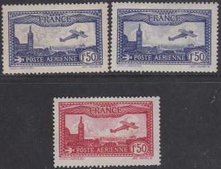 France #C5 6 #6a mint 1930 31 Airmails shades cv $90  