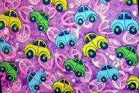 SALE VW CARS BUGS PEACE SIGNS VALANCE CURTAINS FLANNEL  
