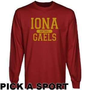 Iona College Gaels Custom Sport Long Sleeve T shirt   Cardinal  