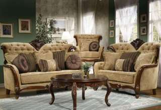 Traditional Antique Style Sofa & Love Seat Formal Living Room Set HD 