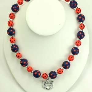  Auburn Tigers War Eagles logo polka dot necklace 